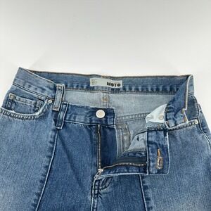 Topshop Moto Jeans Womens 26x30 Blue Two-Tone Denim Straight Leg Five-Pocket